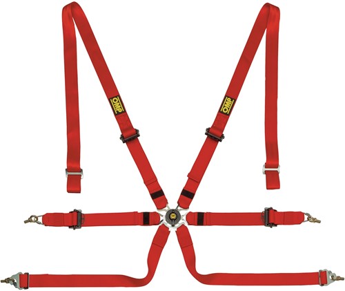 OMP Racing Harness ONE - 2 inches - PULL UP - Red