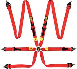 OMP Racing Harness FIRST - 2 inch - FIA 8853-2016 - PULL UP - STEEL ADJ. - Red