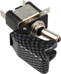 Toggle switch - on/off - LED Red - Carbon look Aircraft switch