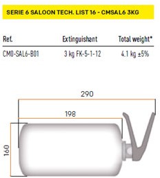 OMP CESAL6 Extinguisher - 3KG - Manually activated-2